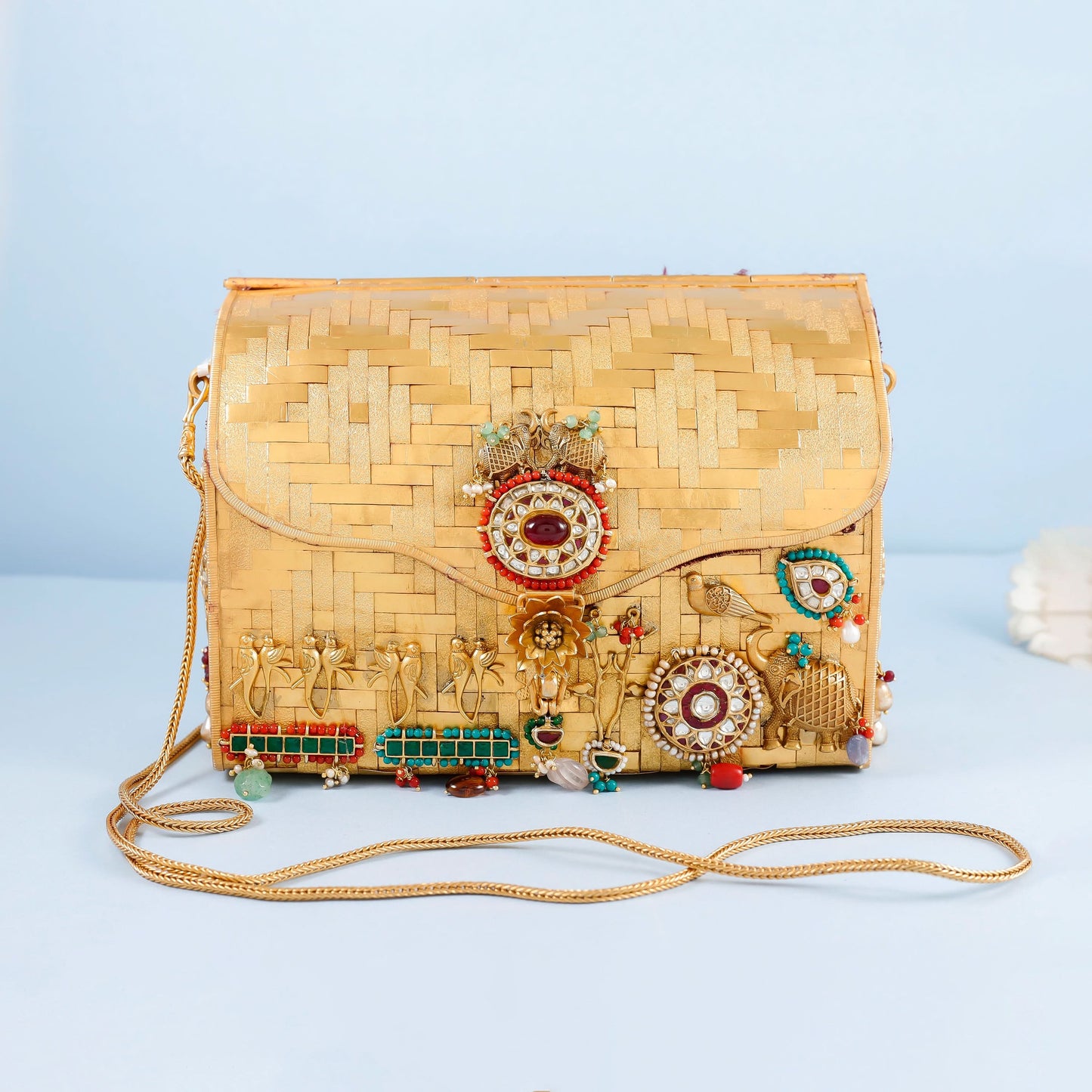 Fancy Golden Plated Silver Purse