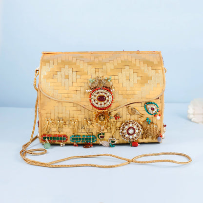 Fancy Golden Plated Silver Purse