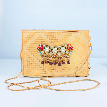 Fancy Golden Plated Silver Purse