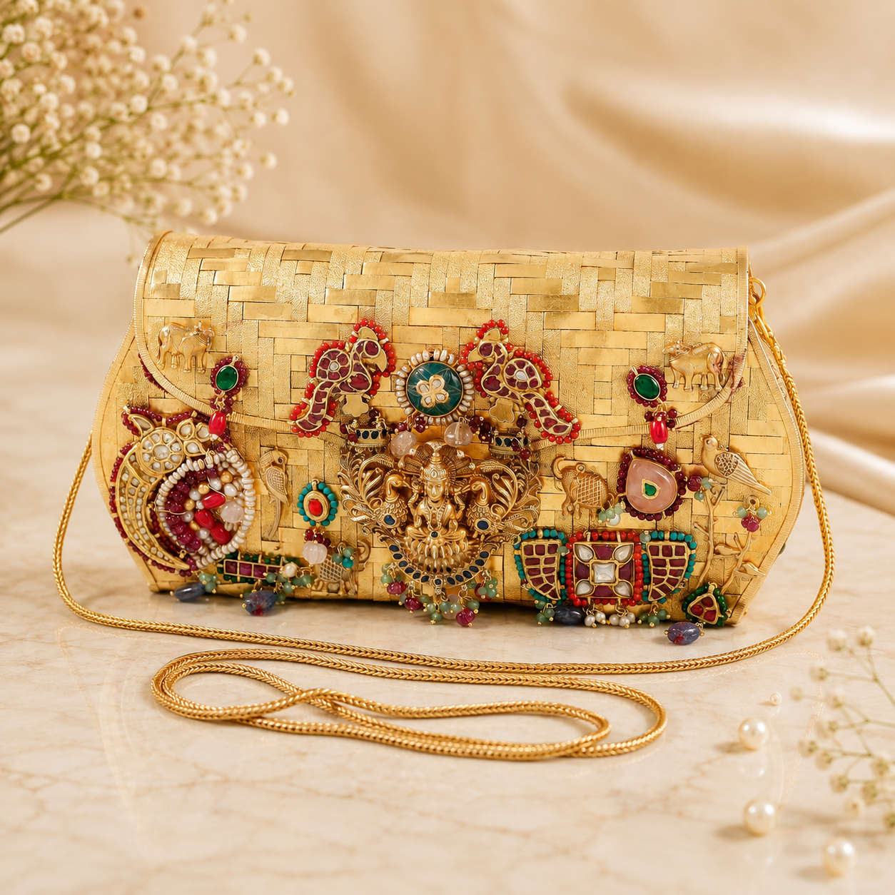 Regal Peacock Silver Purse