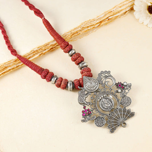 Priyaasi Multilayer Floral Silver Necklace