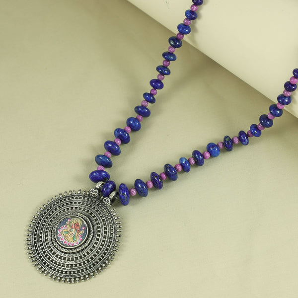 Neetu Divine Blue Beaded Elegance Silver Necklace