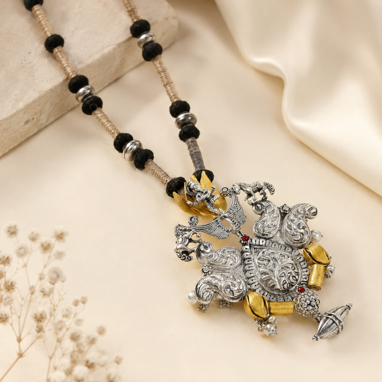 Inspired Powerful And Vajra Silver Necklace