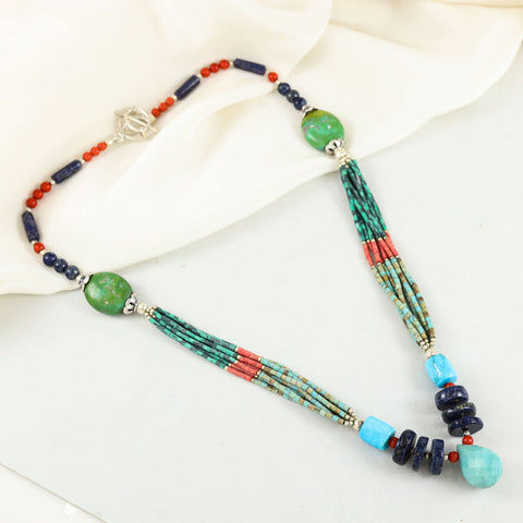 Jiya Vibrant Chic Tribal Silver Necklace