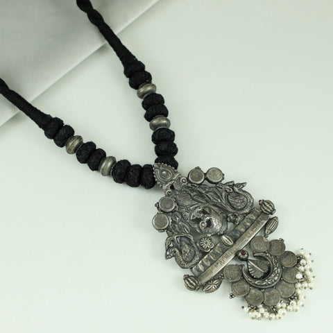 Antique Black Thread Silver Necklace