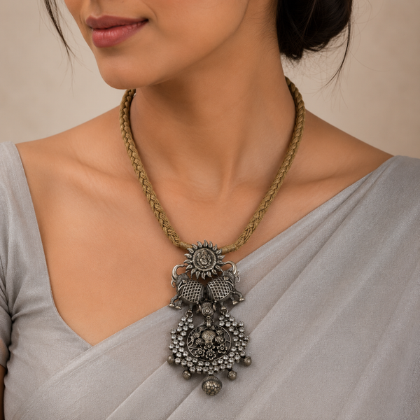 Elephant Sun Beautiful Necklace Silver Necklace