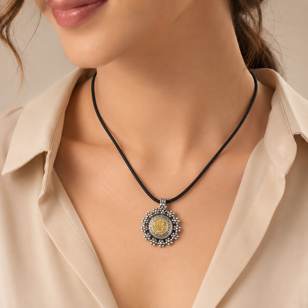 Elegant  Ganesh Black Thread Silver Necklace