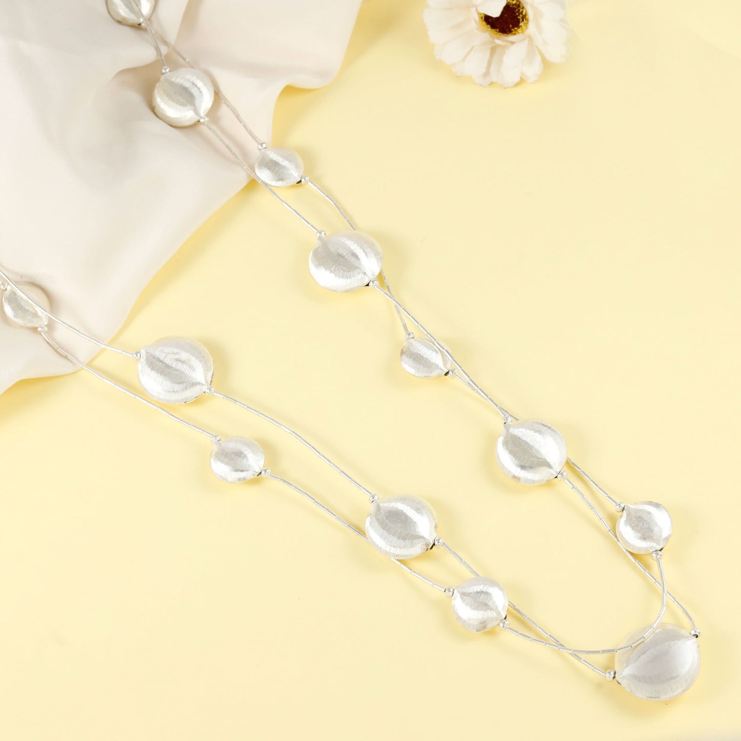 Divya Elegant Silver Beads Charm Necklace