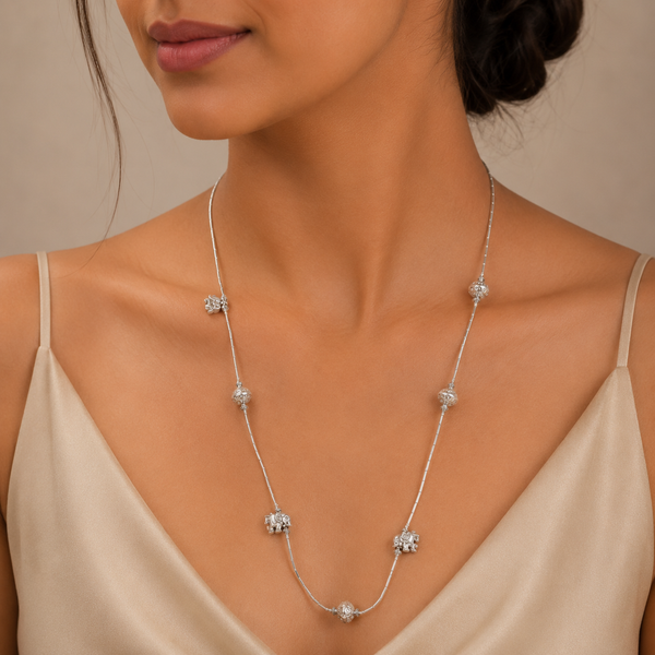 Ishani Royal Elephant Silver Necklace