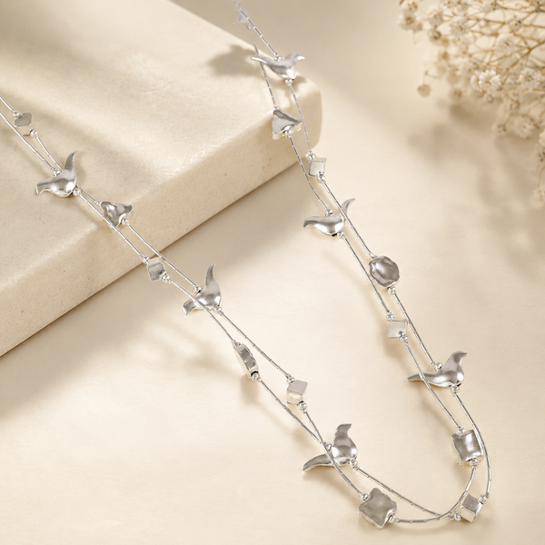 Flying Birds Motifs Silver Necklace