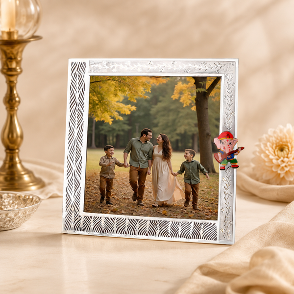 Ganesh Blessings Family Silver Photo Frame