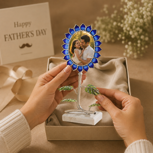 Blue Petals Blossom Stand Silver Photo Frame