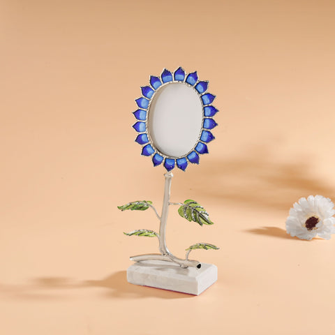Blue Petals Blossom Stand Silver Photo Frame