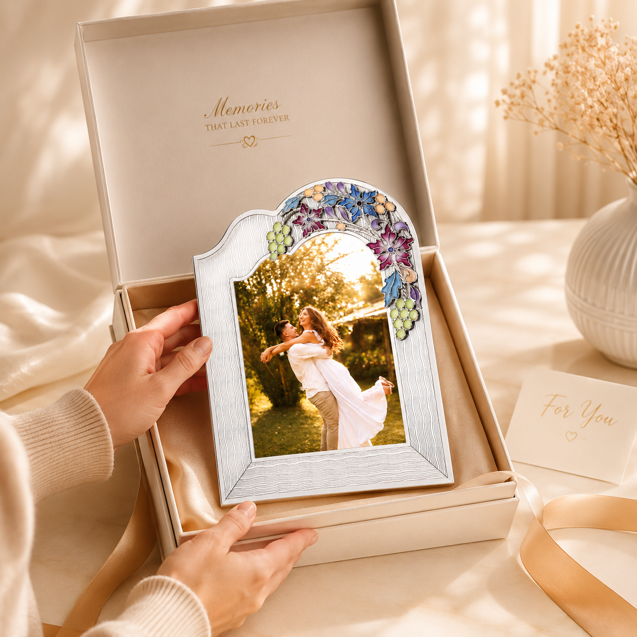 Floral Elegance Silver Photo Frame