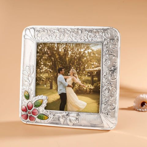 Floral Elegance Silver Photo Frame