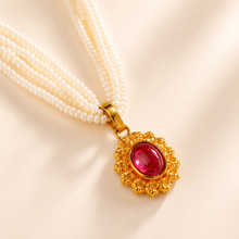 Ruhani Ruby Stud Pendant Gold Necklace Set