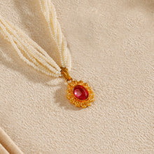 Ruhani Ruby Stud Pendant Gold Necklace Set