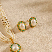 Anvika Green Stone  Pearl Gold Necklace Set