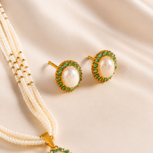 Anvika Green Stone  Pearl Gold Necklace Set