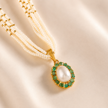 Anvika Green Stone  Pearl Gold Necklace Set