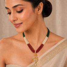 Pallavi Rajwadi Navratna Pendant Gold Necklace