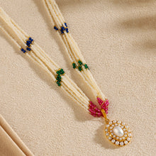 Rajvi Pearl Navratna Pendant Gold Necklace
