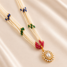 Rajvi Pearl Navratna Pendant Gold Necklace
