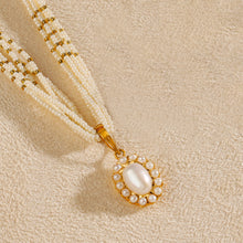 Tara Cluster Pearl Pendant Gold Necklace Set