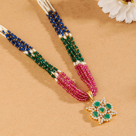 Anvika Green Cubic Zirconia Gold Necklace