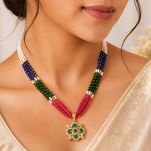 Anvika Green Cubic Zirconia Gold Necklace