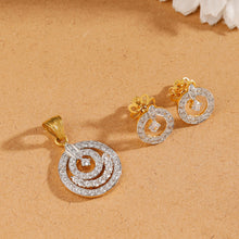 Nandini White Crystals Circular Gold Pendant Set