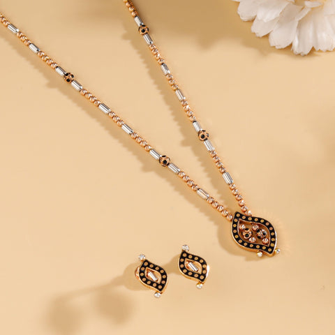 Virnda Graceful Black Enamel Gold Necklace Set