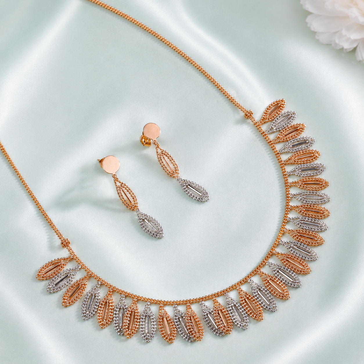 Gayatri Royal Rose Gold Necklace Set