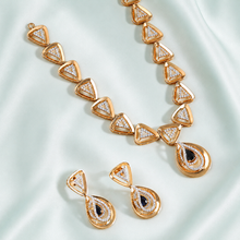 Regal Triangle Sparkle Gold Necklace Set