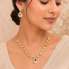 Regal Triangle Sparkle Gold Necklace Set