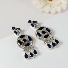 Teena Elegant Blue Halo Silver Earrings