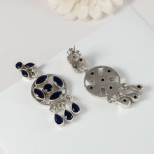 Teena Elegant Blue Halo Silver Earrings