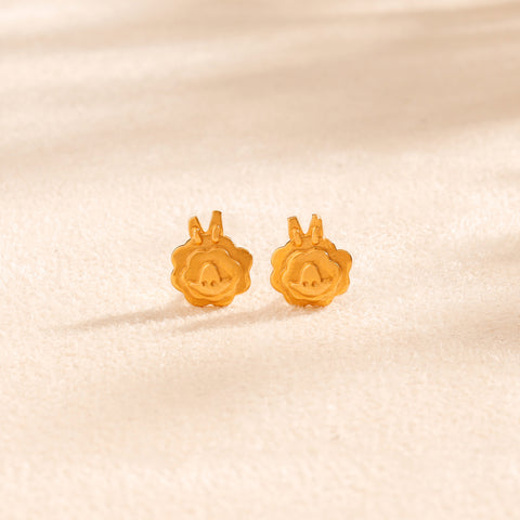 Smiley Monkey Studs Gold Earrings For Kids