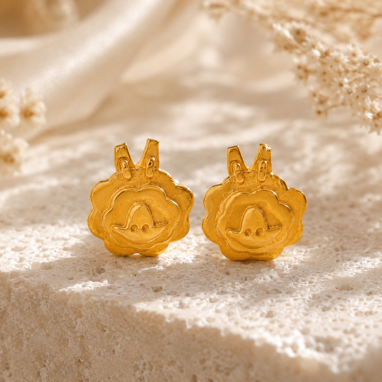 Baby Snail Charm Gold Earrings For Kids