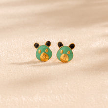 Little Bear Charm Studs  Gold Earrings For Kids