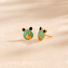 Little Bear Charm Studs  Gold Earrings For Kids