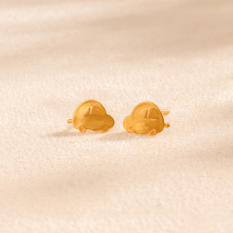 Mini Car Studs Gold Earrings For Kids