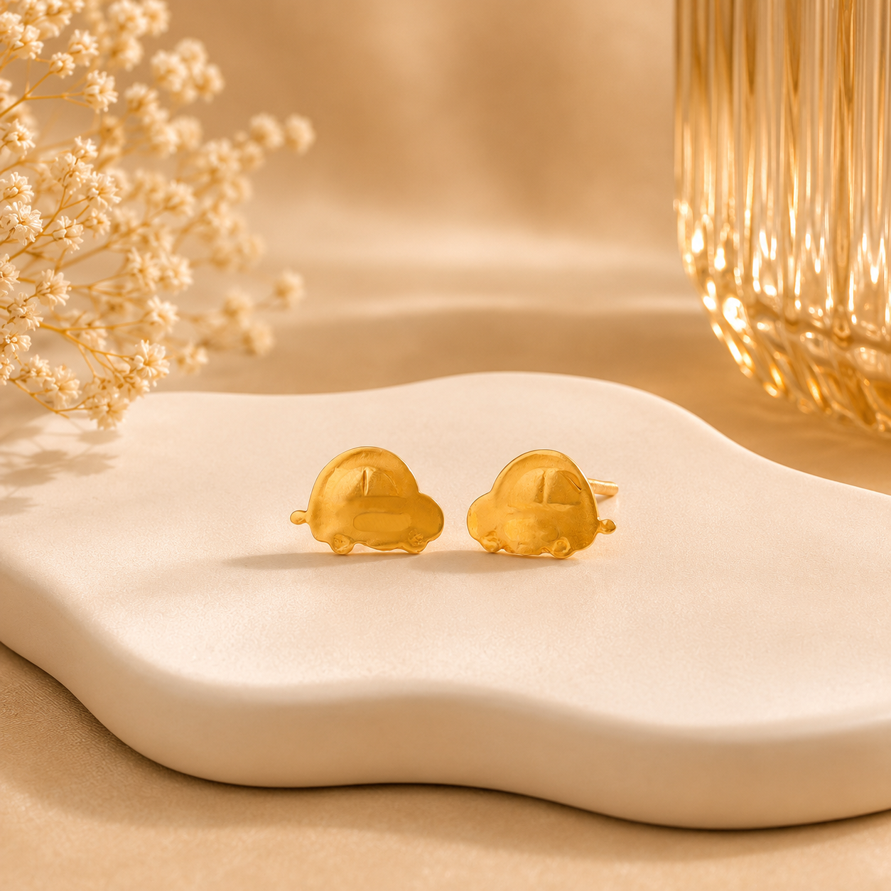 Mini Car Studs Gold Earrings For Kids