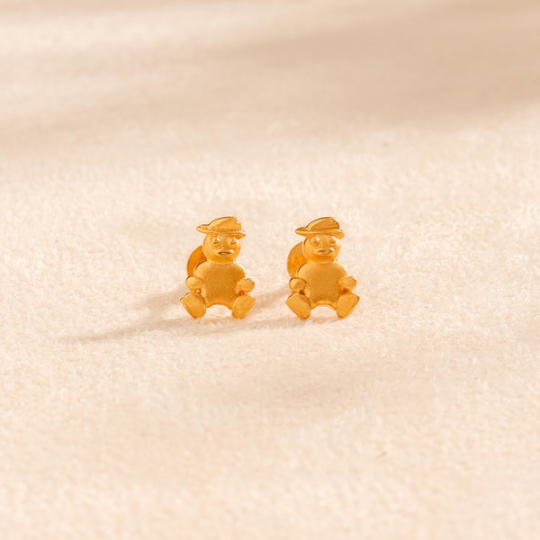 Little Bear Gold Earrings For Kids