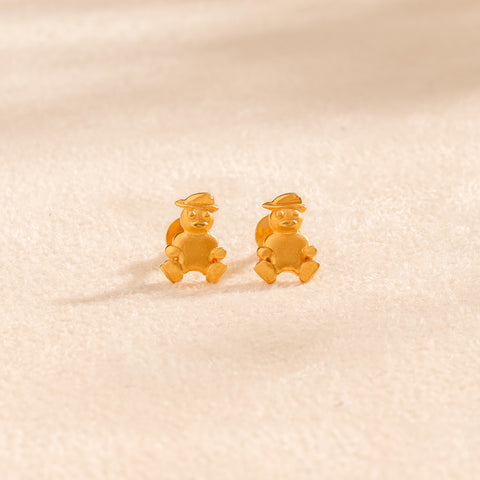 Little Bear Gold Earrings For Kids