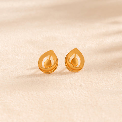 Jiya Leaf Shape Studs Gold Earrings