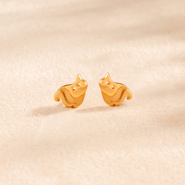 Charming Squirrel Gold Earrings For Kids