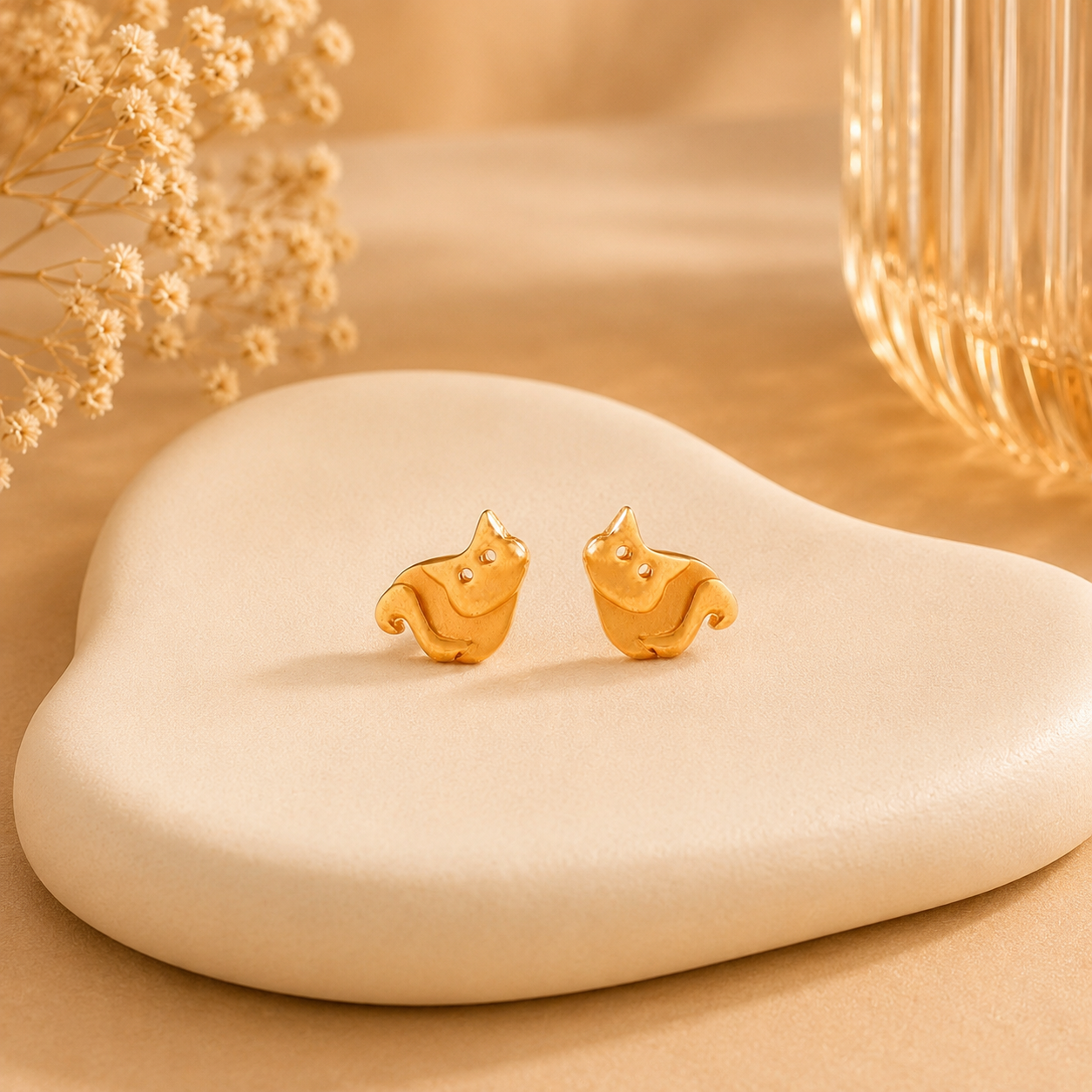 Charming Squirrel Gold Earrings For Kids