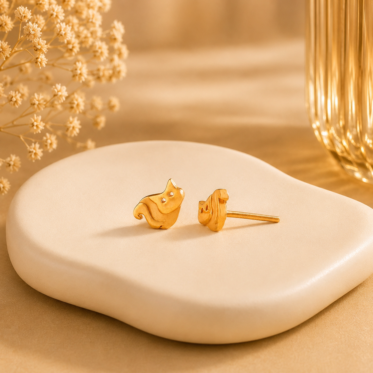 Charming Squirrel Gold Earrings For Kids