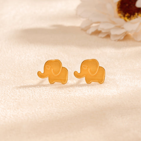 Lucky Elephant Gold Earrings For Kids